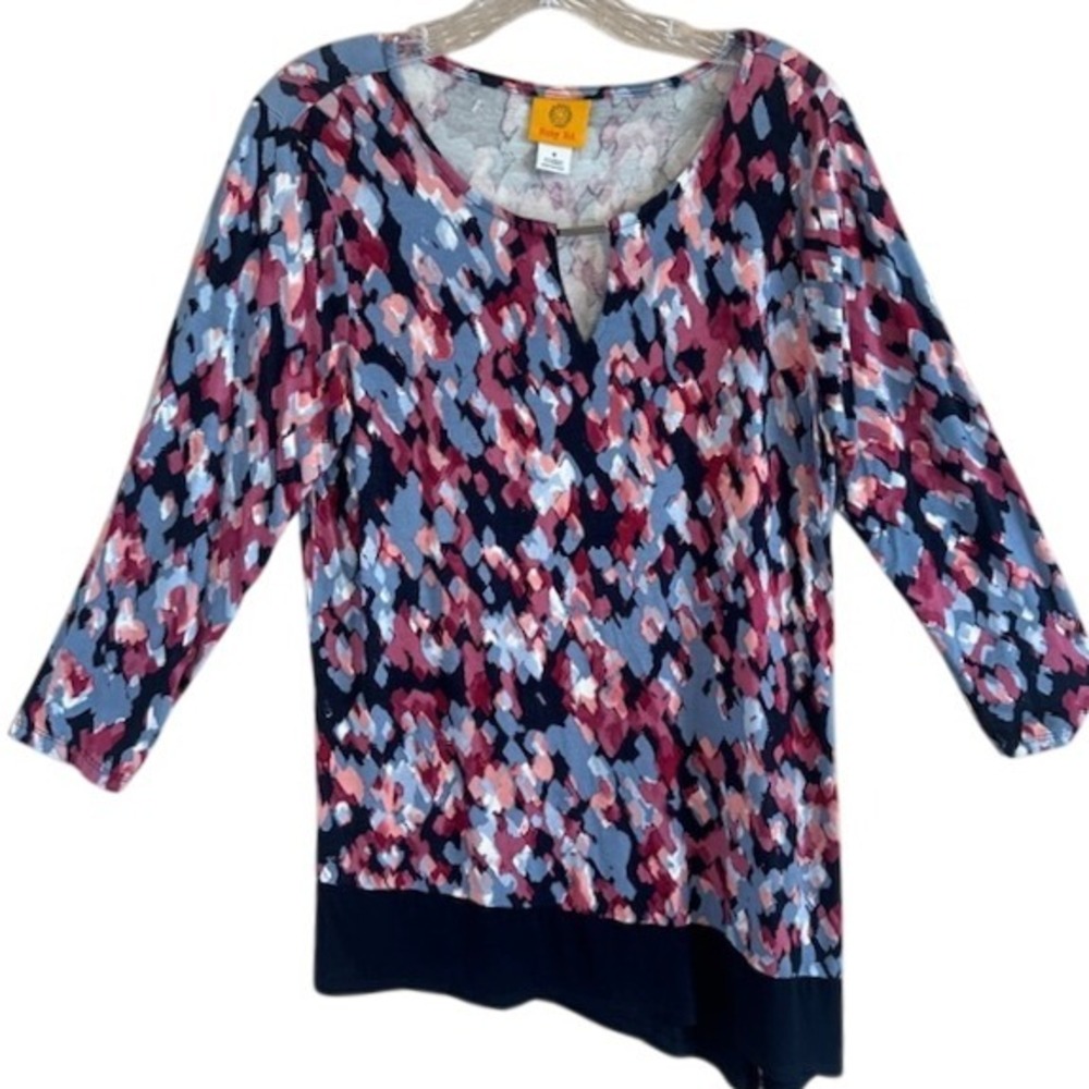 Ruby Rd. Women's Lightweight Multicolor 3/4 Sleeve Tunic Blouse SM Stretch